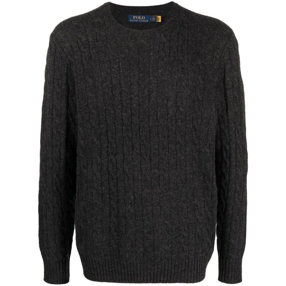 POLO RALPH LAUREN Cable Knit Crewneck Sweater Men GREY Sweaters & Cardigans